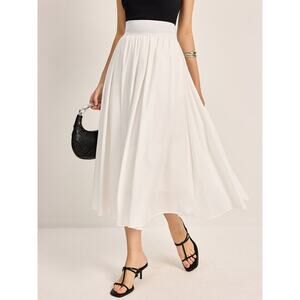 MSRP $79 NWT Commense Semi-Sheer Elegant A-Line Midi Pleated Skirt Size L